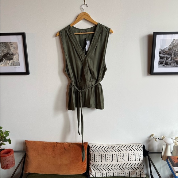 Banana Republic Tops - NWT Banana Republic Sleeveless Olive Green Wrap Top - Plus Size